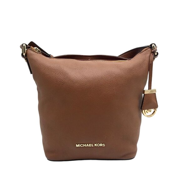 Michael Kors Brown Leather Lupita Crossbody Messenger Bag - Picture 1 of 10